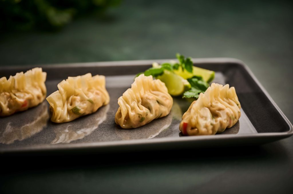 Plant-based Chinese dumplings made with Vestkorn Textured protein P6511C